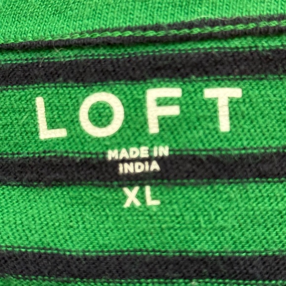 LOFT Green and Navy Stripe Scoop Neck Sweater - Picture 2 of 4